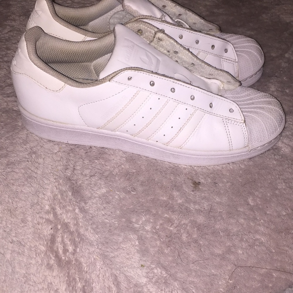 kid white adidas No Laces